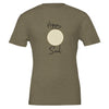 Olive T-Shirt mit Blume des Lebens Symbol und Happy Soul Schriftzug von Melanie Soul Design
