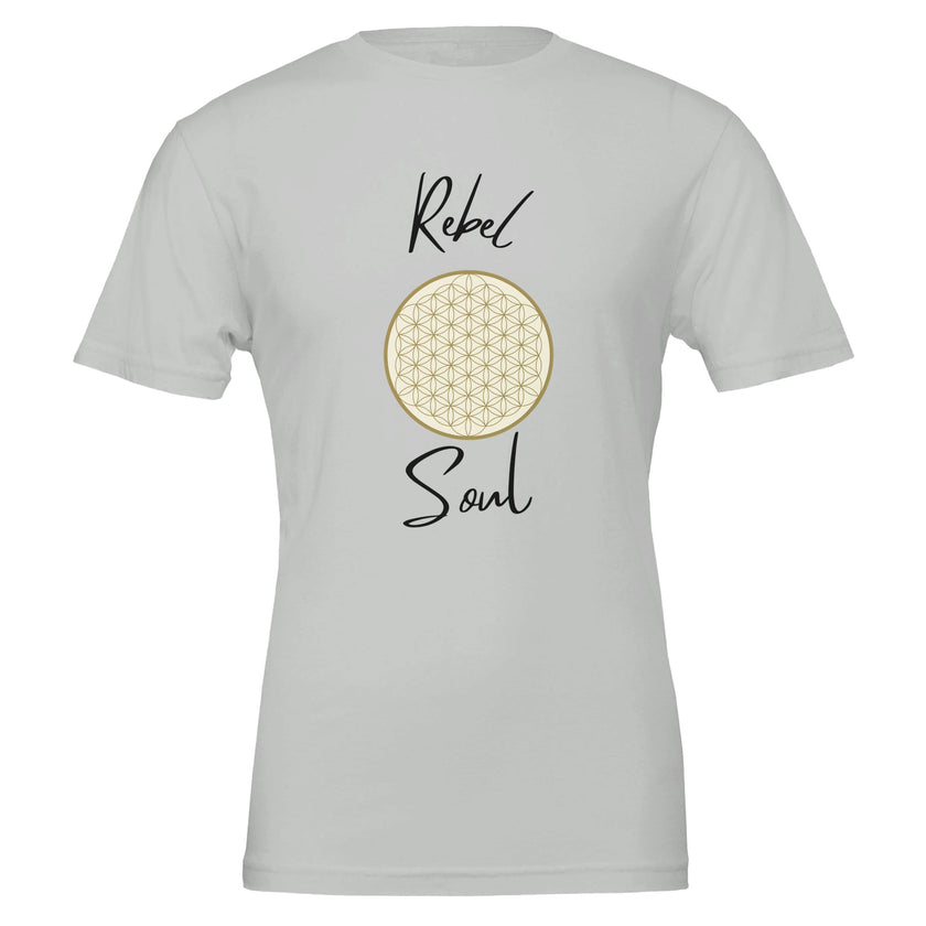 Weißes Unisex-T-Shirt aus 100% Baumwolle mit spirituellem Blume des Lebens Print, nachhaltig und hochwertig,.