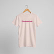 Sanftes rosa Unisex-T-Shirt aus hochwertiger Baumwolle mit pinkem Einzelstück-Print, nachhaltig und spirituell,.