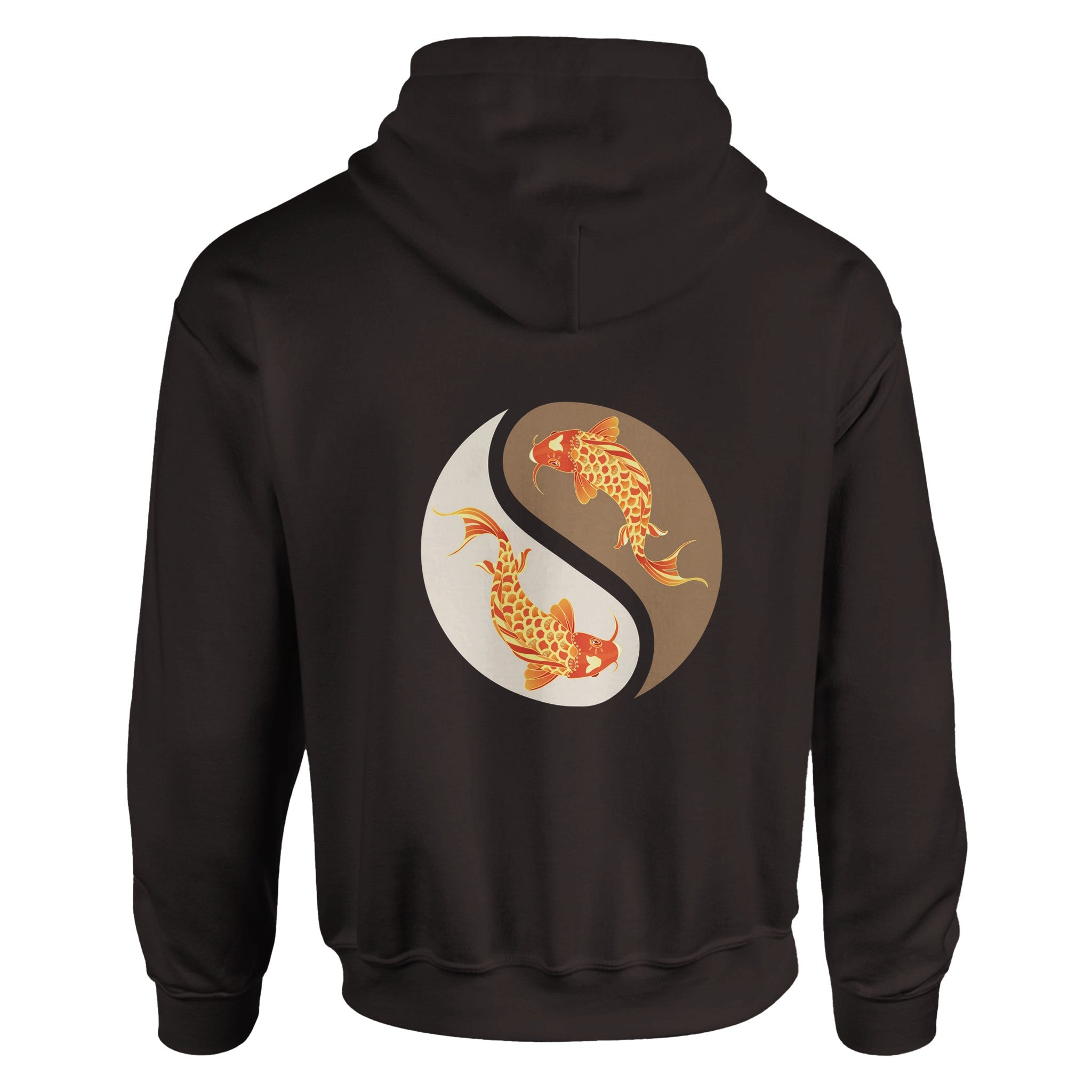 Oranger Koi Hoodie mit Yin-Yang Rückendruck - Unisex
