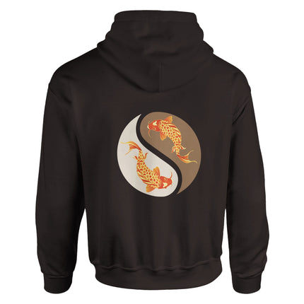 Oranger Koi Hoodie mit Yin-Yang Rückendruck - Unisex
