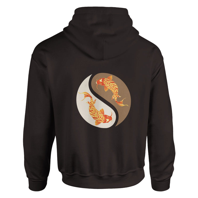 Oranger Koi Hoodie mit Yin-Yang Rückendruck - Unisex
