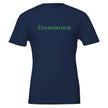 Dunkelblaues Unisex-T-Shirt aus hochwertiger Baumwolle mit grünem 