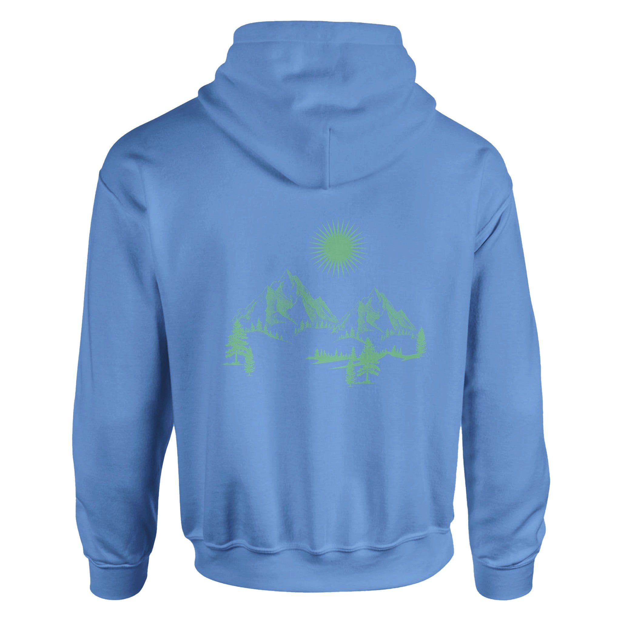 Unisex Hoodie in Carolina Blue mit spirituellem, nachhaltigem Print der Blume des Lebens aus hochwertigem.