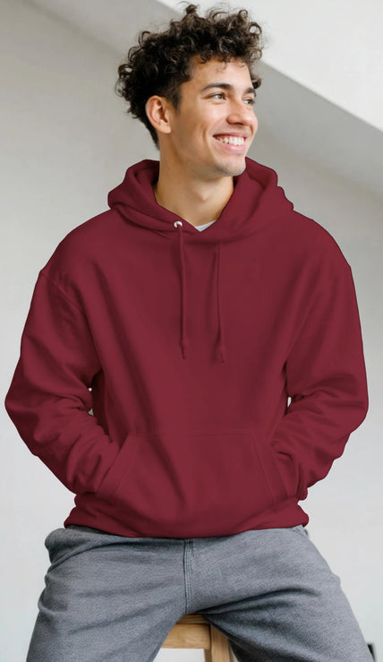 Unisex Hoodie in Granatrot aus hochwertigem Baumwoll-Polyester-Mix, nachhaltig, mit spirituellem Blume des Lebens Print von.