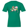Unisex T-Shirt in Kellygrün mit spirituellem Koi-Print, Blume des Lebens und rosafarbenen Lotusblüten, hochwertige.