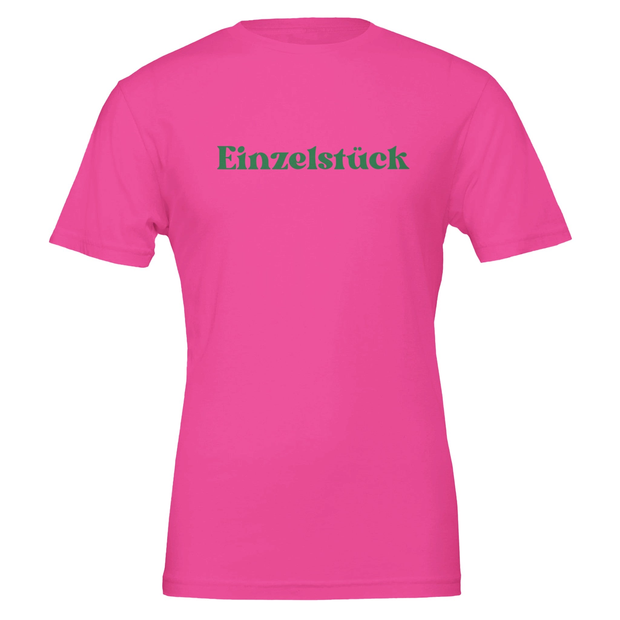 Pinkfarbenes Unisex-T-Shirt aus 100% Baumwolle mit grünem 