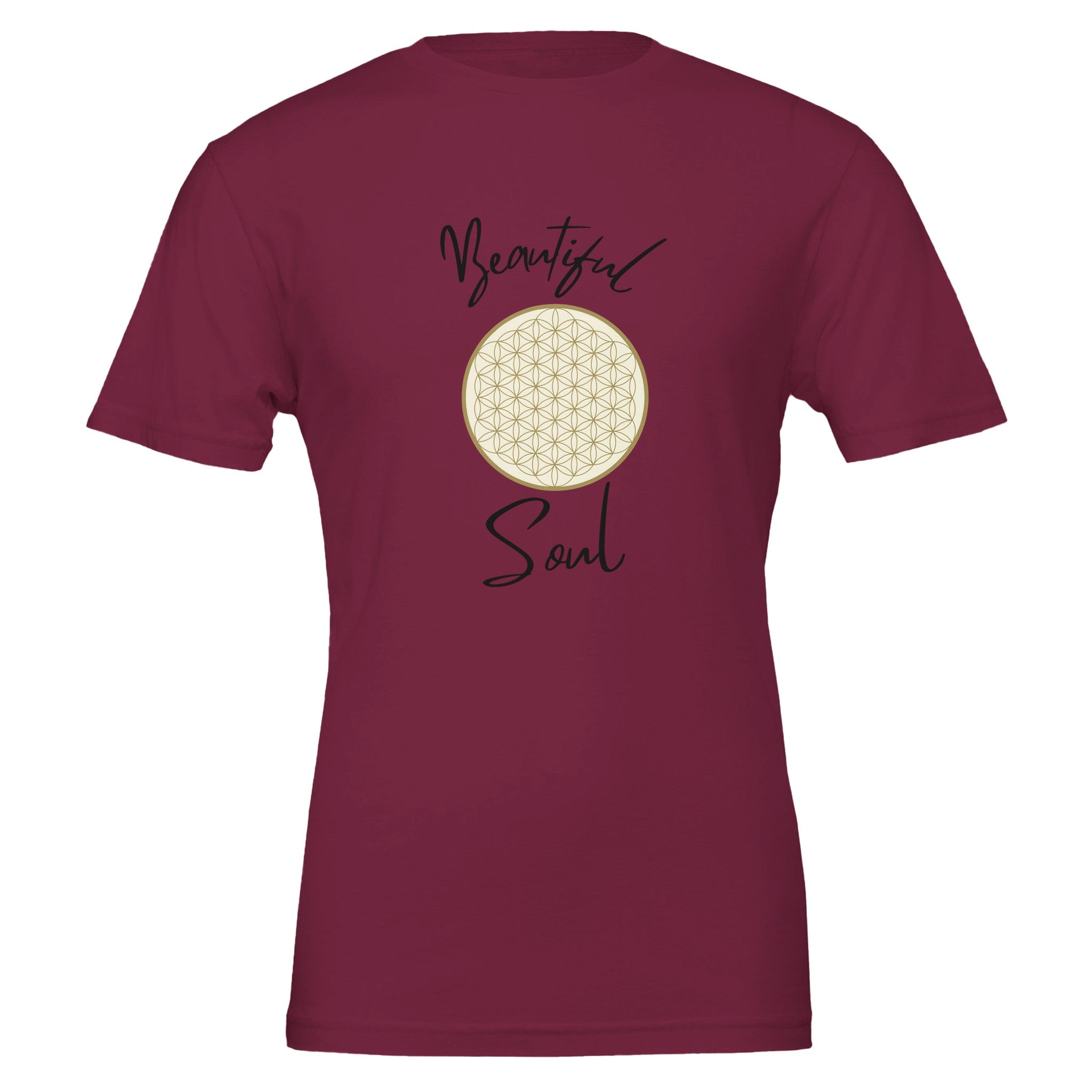 Unisex T-Shirt in Kastanienbraun mit hochwertigem Baumwollstoff und spirituellem Blume des Lebens Print von MelaniesoulDesign.