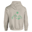 Unisex Hoodie in Sand mit spirituellem Blume des Lebens Rückendruck, nachhaltiger Baumwoll-Polyester-Mix, hochwertig.