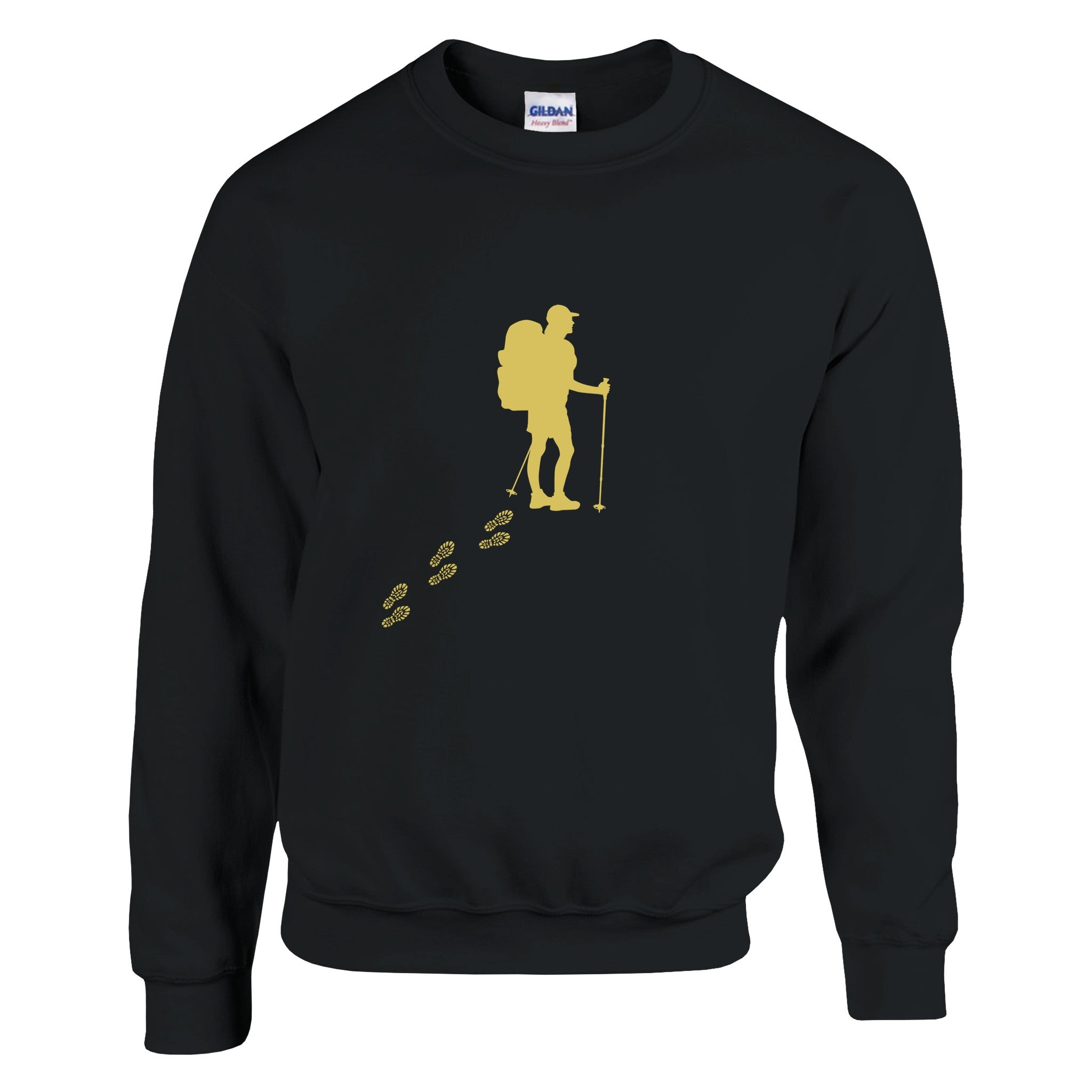 Schwarzer Wandern Pullover mit Spiritueller, Hochwertiger Blume des Lebens Grafik in Gelb, Unisex-Sweatshirt aus.