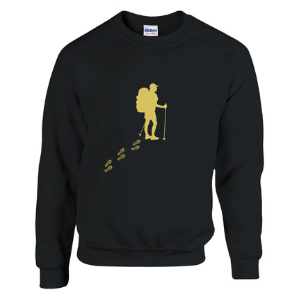 Schwarzer Wandern Pullover mit Spiritueller, Hochwertiger Blume des Lebens Grafik in Gelb, Unisex-Sweatshirt aus.