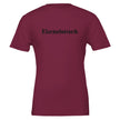 Unisex T-Shirt in Bordeauxrot aus hochwertiger Baumwolle mit schwarzem Schriftzug 