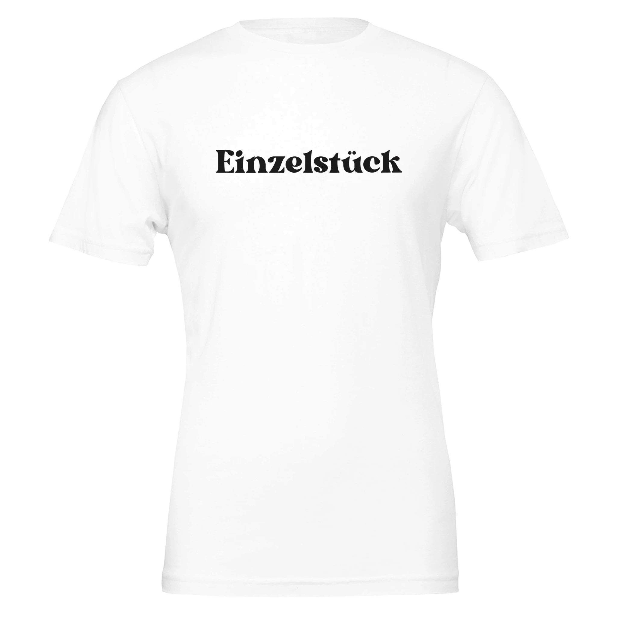 Weißes Unisex-T-Shirt aus hochwertiger Baumwolle mit schwarzem Schriftzug 