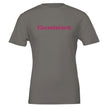 Hochwertiges Baumwoll-T-Shirt in Stahlblau mit pinkem 