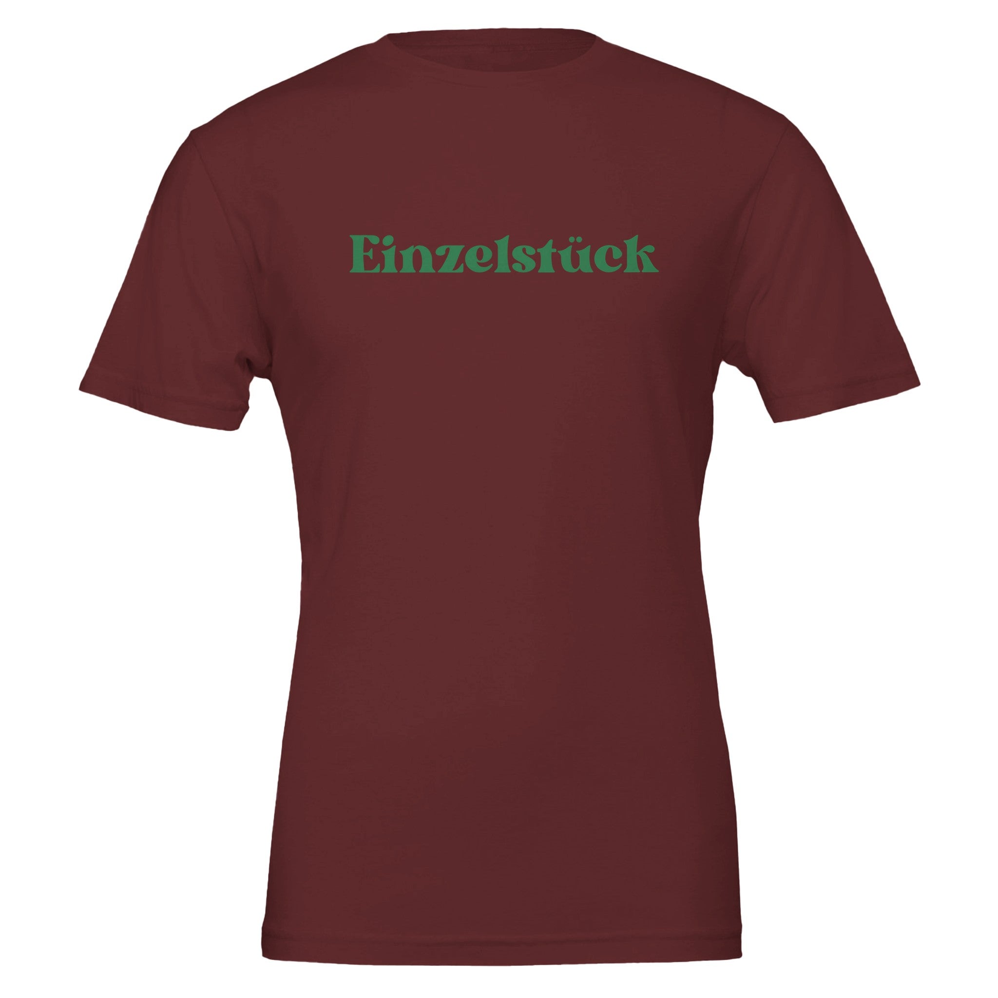 Unisex T-Shirt Kastanienbraun mit grünem Schriftzug Einzelstück, nachhaltige 100% Baumwolle, hochwertig, melaniesouldesign,.