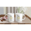 Weiße Keramiktasse mit nachhaltigem, hochwertigem Print-on-Demand Blume des Lebens Design, spirituell, melaniesouldesign.