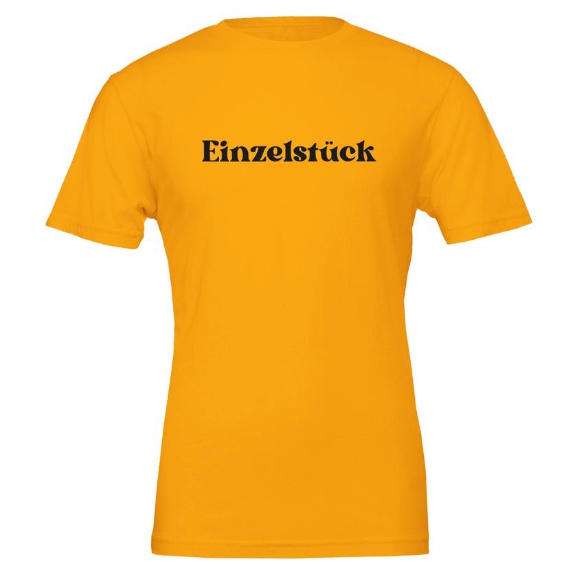 Unisex T-Shirt in gebranntem Orange aus hochwertiger 100% Baumwolle mit schwarzem 