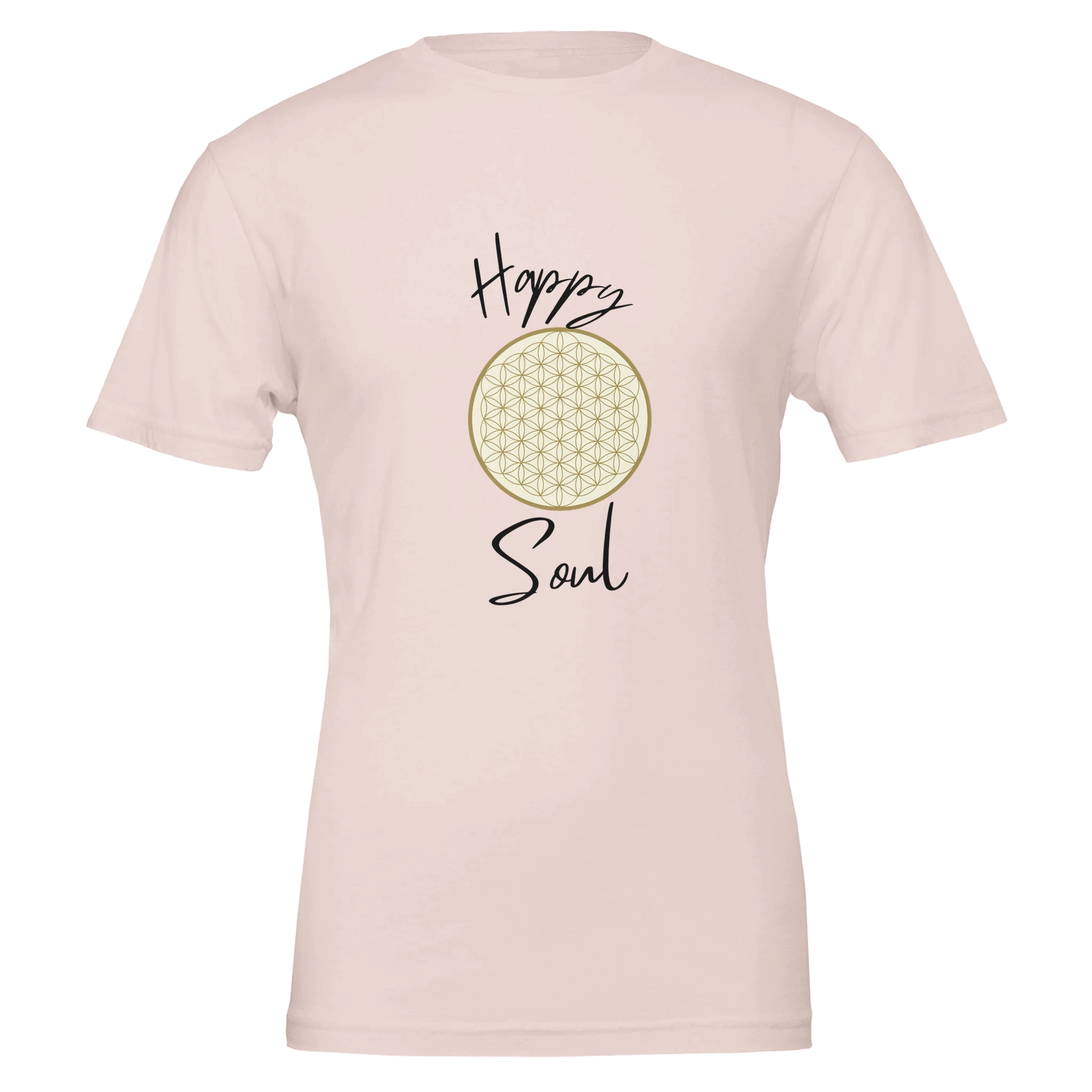 Unisex T-Shirt in sanftem Rosa mit spirituellem Blume des Lebens Print, hochwertige Airlume Baumwolle, melaniesouldesign,.