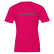 Unisex T-Shirt in kräftigem Fuchsia aus hochwertiger Baumwolle mit grünem Schriftzug 