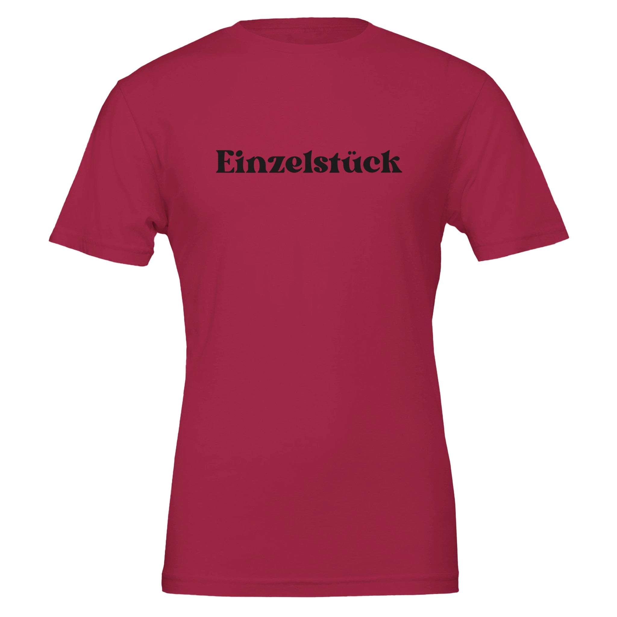 Hochwertiges unisex T-Shirt in dunklem Rot mit nachhaltigem Baumwollstoff und schwarzem Druck 