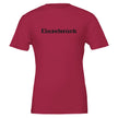 Hochwertiges unisex T-Shirt in dunklem Rot mit nachhaltigem Baumwollstoff und schwarzem Druck 