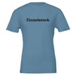 Nachhaltiges, hochwertiges Unisex-T-Shirt in Stahlblau mit schwarzem Schriftzug „Einzelstück“, spirituell,.