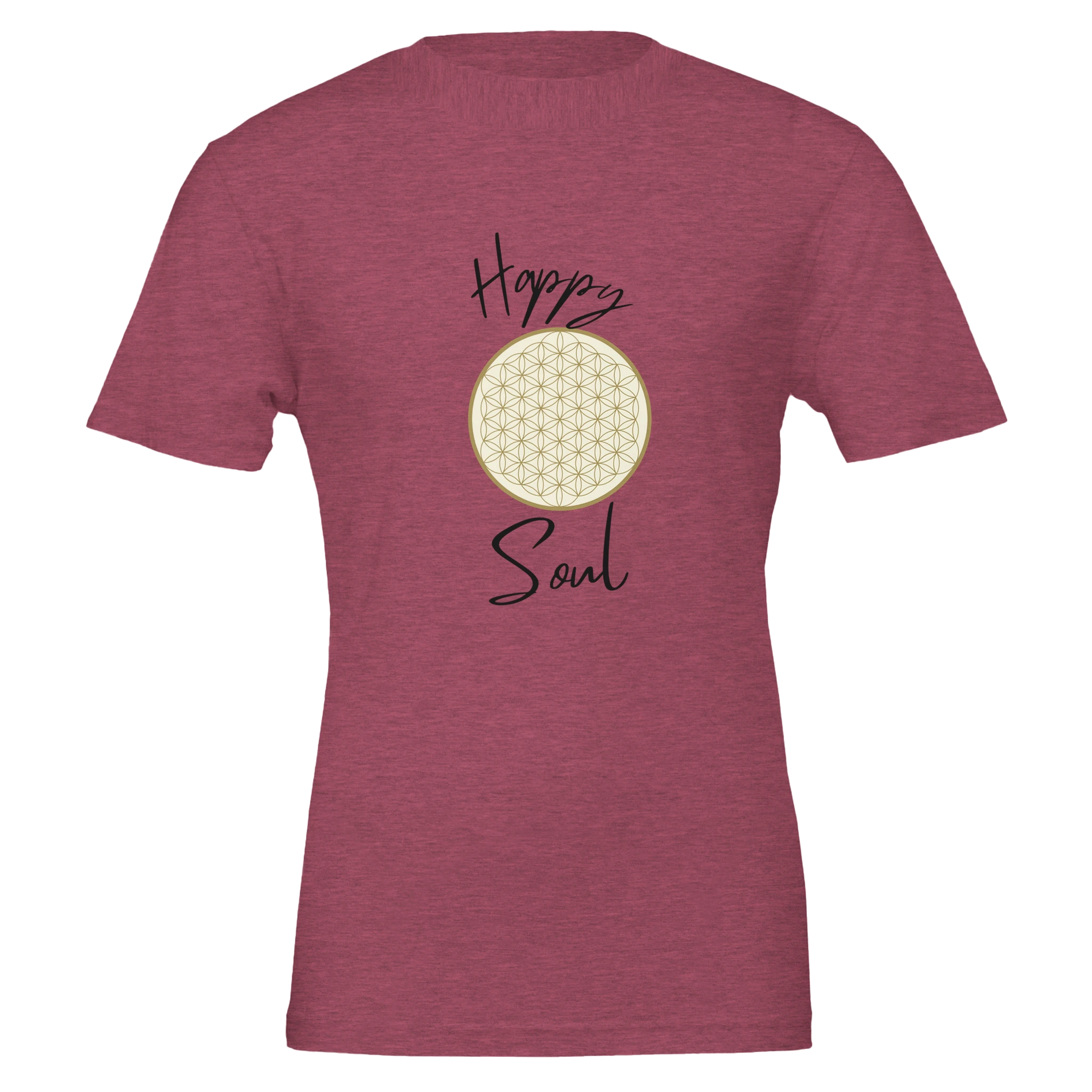 Unisex T-Shirt in Heather Raspberry mit hochwertigem Blume des Lebens Print, spirituell und nachhaltig, melaniesouldesign,.