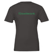 Hochwertiges vintage-schwarzes Unisex-T-Shirt aus 100% Baumwolle mit grünem 