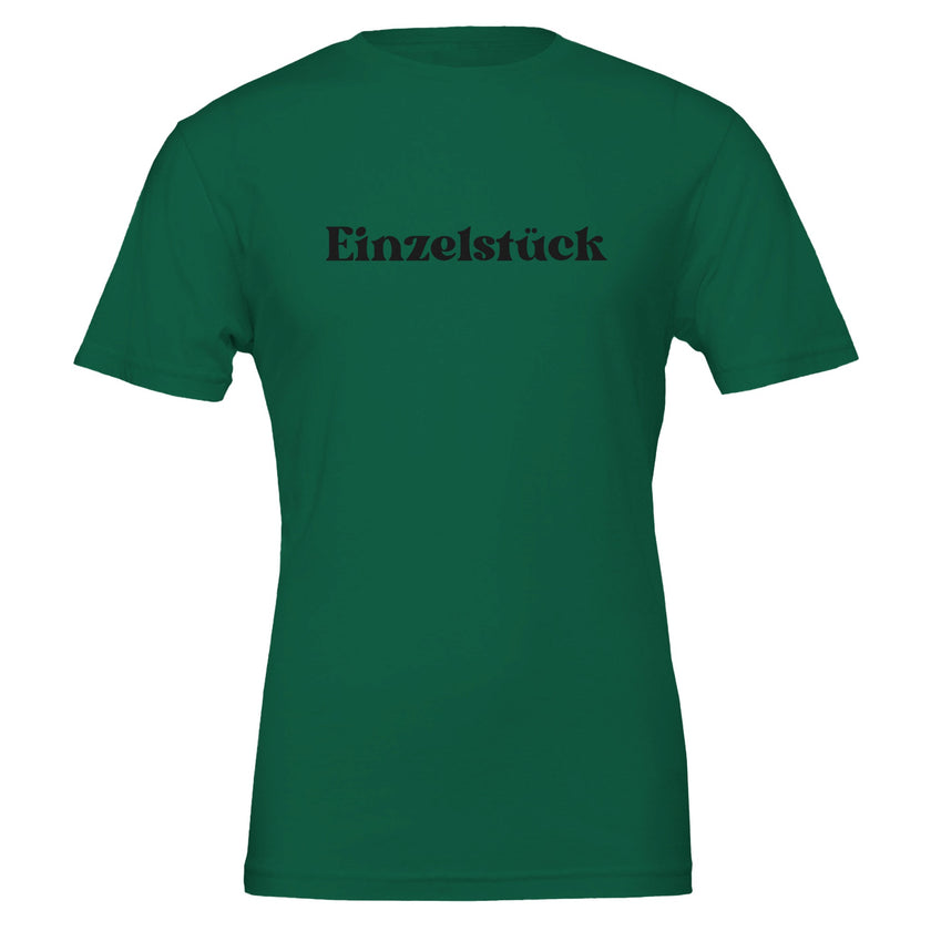 Dunkelgrünes Unisex-T-Shirt aus hochwertiger Baumwolle mit schwarzem Schriftzug 