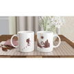 Nachhaltige Keramiktasse mit spirituellem braunem Wald- und Berg-Print, hochwertig, melaniesouldesign, Print-on-Demand,.