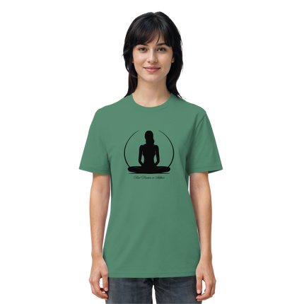 Achtsamkeits-Starter-Set Bio T-Shirt Find Freedom in Stillness grün – Yoga Meditation Geschenk
