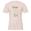 Unisex T-Shirt in sanftem Rosa mit spirituellem Blume des Lebens-Print, hochwertig, nachhaltig, melaniesouldesign.