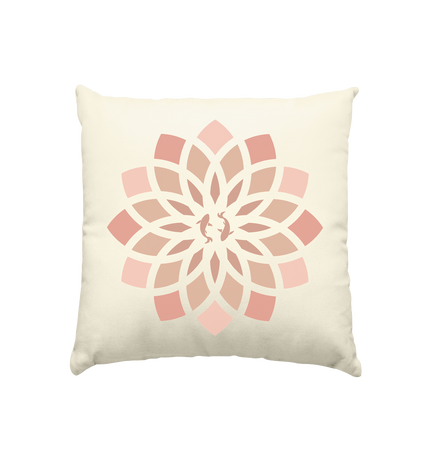 Spirituelles Kissen mit Lotus & Koi Paar. Symbol für Harmonie, Partnerschaft & Transformation. 40x40cm inkl. Füllung. REACH zertifiziert. Natur.