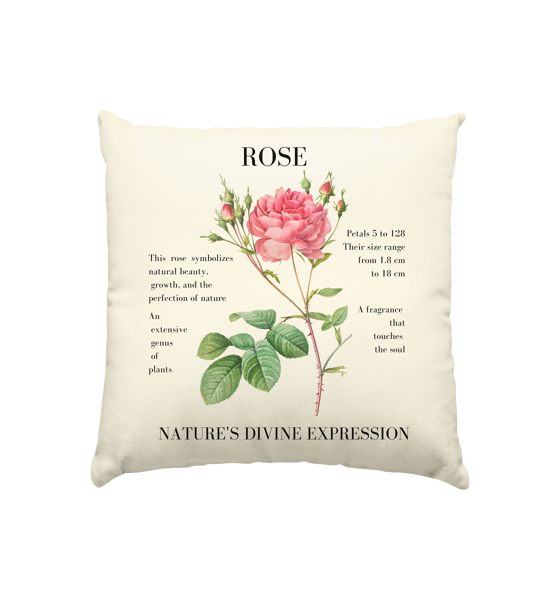 Romantisches Vintage Rose Kissen in Natur. 40x40cm inkl. Füllung. Edle Leinenstruktur, REACH zertifiziert. Perfekt für Landhaus-Stil & gemütliches Wohnen.