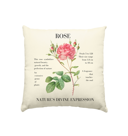 Romantisches Vintage Rose Kissen in Natur. 40x40cm inkl. Füllung. Edle Leinenstruktur, REACH zertifiziert. Perfekt für Landhaus-Stil & gemütliches Wohnen.
