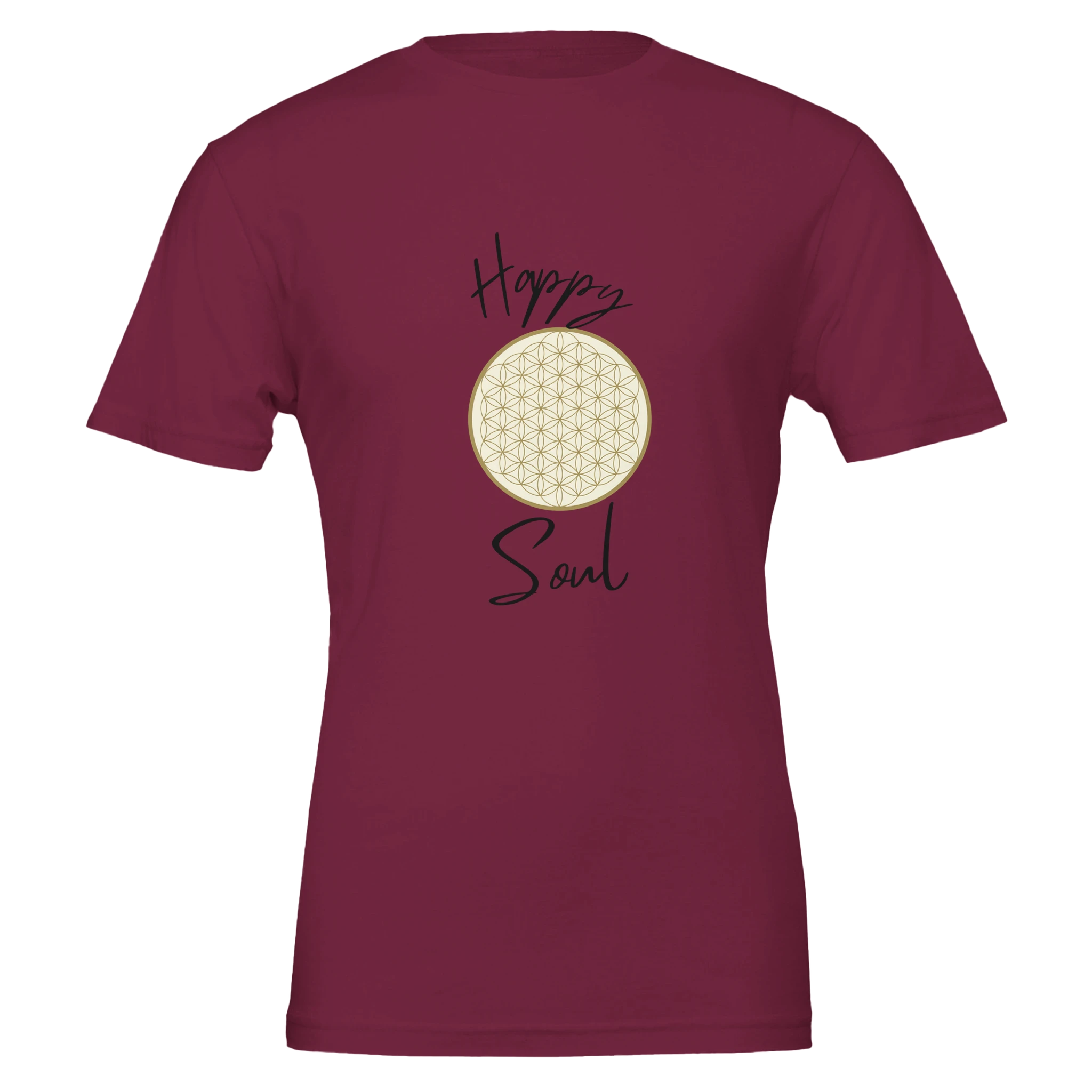 Unisex T-Shirt in kastanienbraun mit spirituellem Blume des Lebens Print, nachhaltige hochwertige Airlume Baumwolle,.