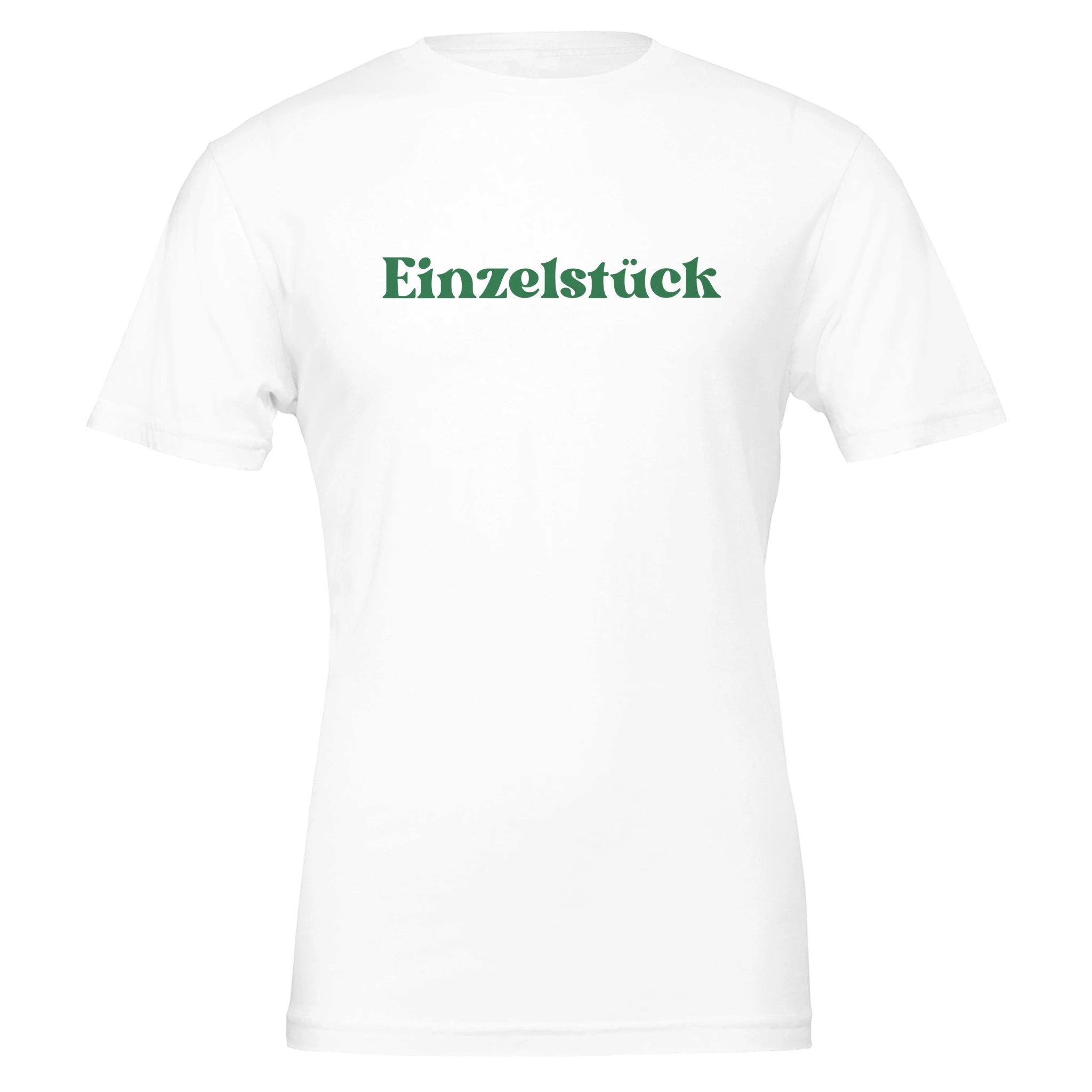 Weißes Unisex-T-Shirt aus nachhaltiger, hochwertiger Baumwolle mit grünem 