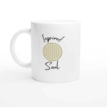 Inspired Soul Keramiktasse mit Blume des Lebens Design in Weiß, 325ml