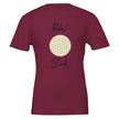 Bordeauxrotes Unisex-T-Shirt aus 100% hochwertiger Baumwolle mit spirituellem Blume des Lebens-Print und Schriftzug Rebel.