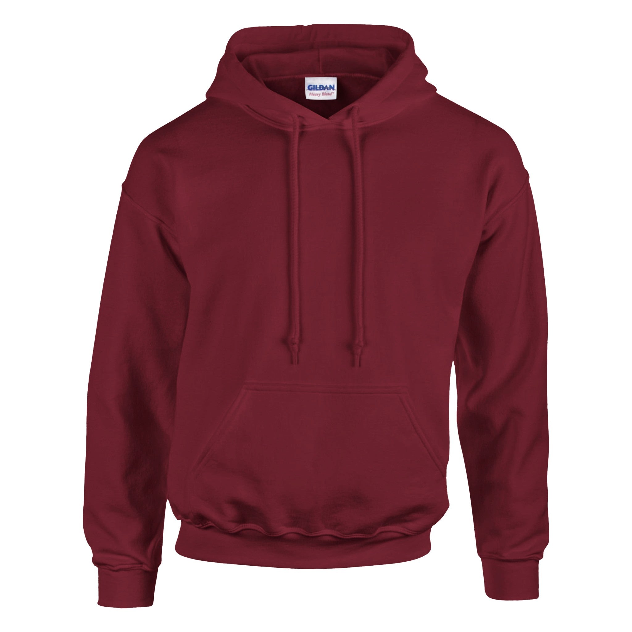 Unisex Hoodie in Granatrot aus hochwertigem Baumwoll-Polyester-Mix mit nachhaltigem Print-on-Demand Design.
