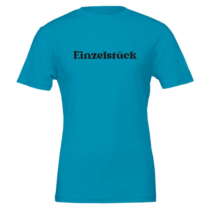 Unisex-T-Shirt in Aqua mit nachhaltigem 100% Baumwollstoff, schwarzem 