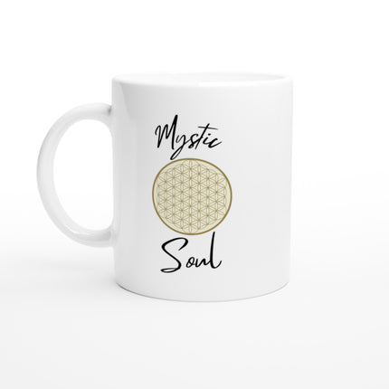 Mystic Soul Keramiktasse mit Blume des Lebens Design in Weiß, 325ml