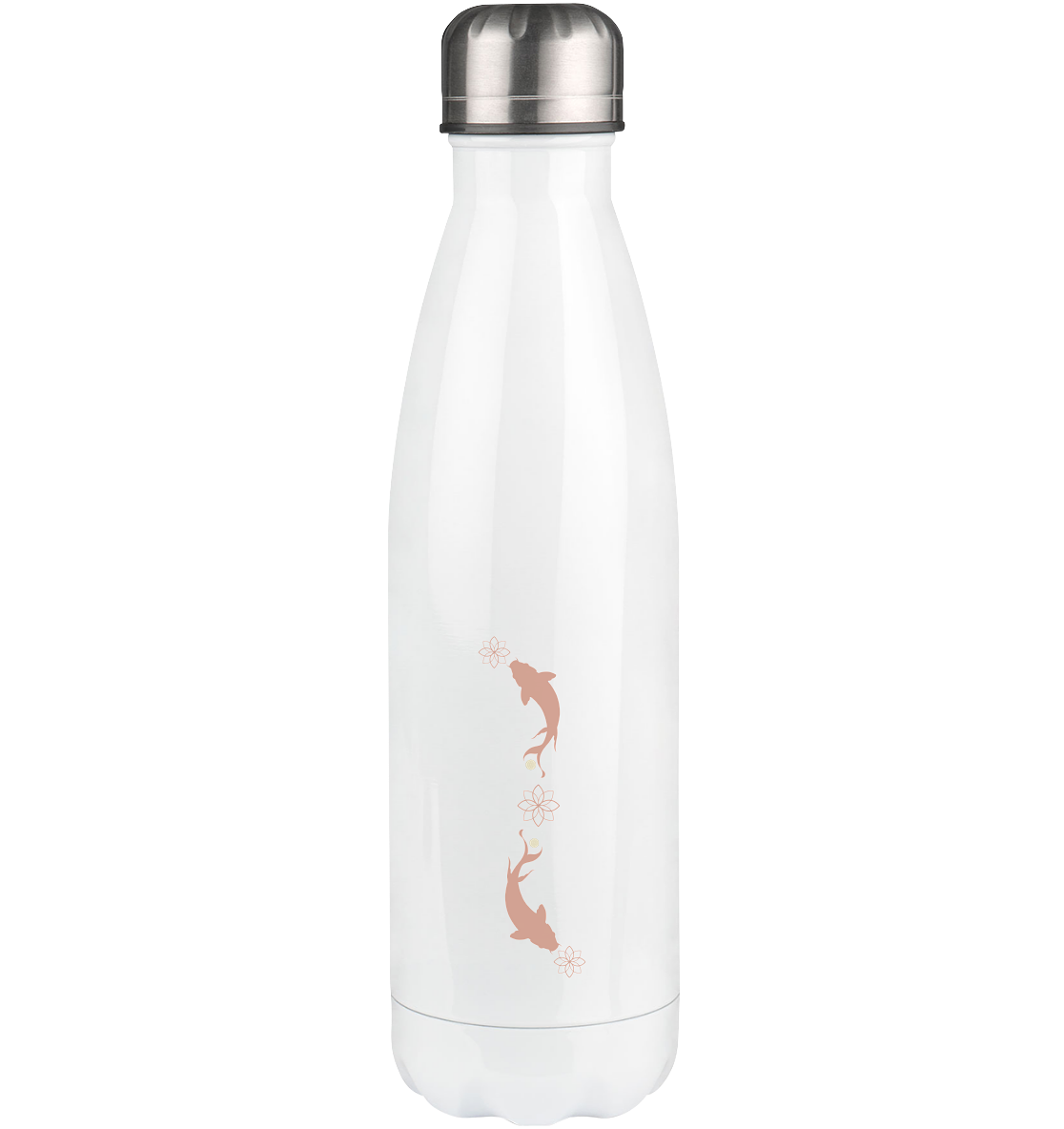Hochwertige Edelstahl-Thermoflasche mit Koi-Lotus-Design. Hält 12h heiß, 24h kalt. Perfekt für Yoga, Meditation & unterwegs. Nachhaltig & inspirierend. 500ml.
