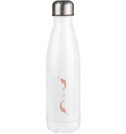 Hochwertige Edelstahl-Thermoflasche mit Koi-Lotus-Design. Hält 12h heiß, 24h kalt. Perfekt für Yoga, Meditation & unterwegs. Nachhaltig & inspirierend. 500ml.
