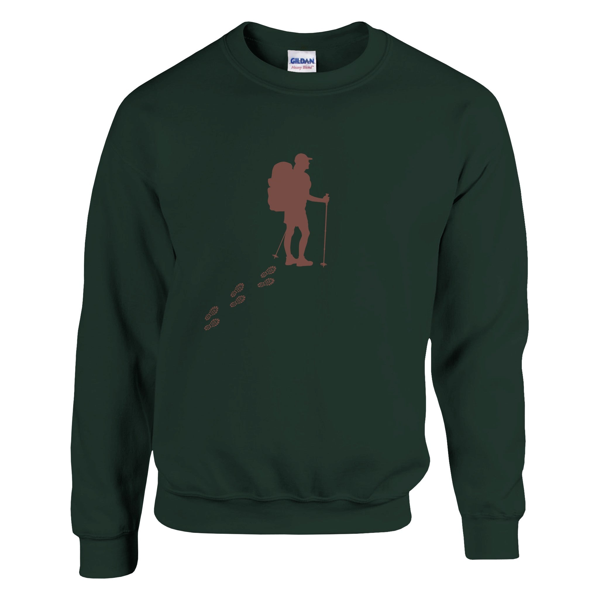 Unisex-Pullover in Forest Green mit spirituellem Wandermotiv, nachhaltige Baumwoll-Polyester-Mischung, hochwertig,.