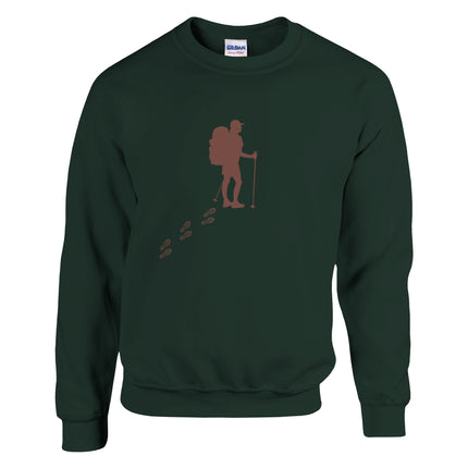 Unisex-Pullover in Forest Green mit spirituellem Wandermotiv, nachhaltige Baumwoll-Polyester-Mischung, hochwertig,.