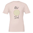 Unisex T-Shirt in sanftem Rosa aus hochwertiger Baumwolle mit spirituellem Blume des Lebens Print und Rebel Soul Schriftzug, .