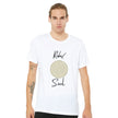 Weißes Unisex-T-Shirt aus hochwertiger Baumwolle mit spirituellem Blume des Lebens Print, melaniesouldesign, nachhaltig,.