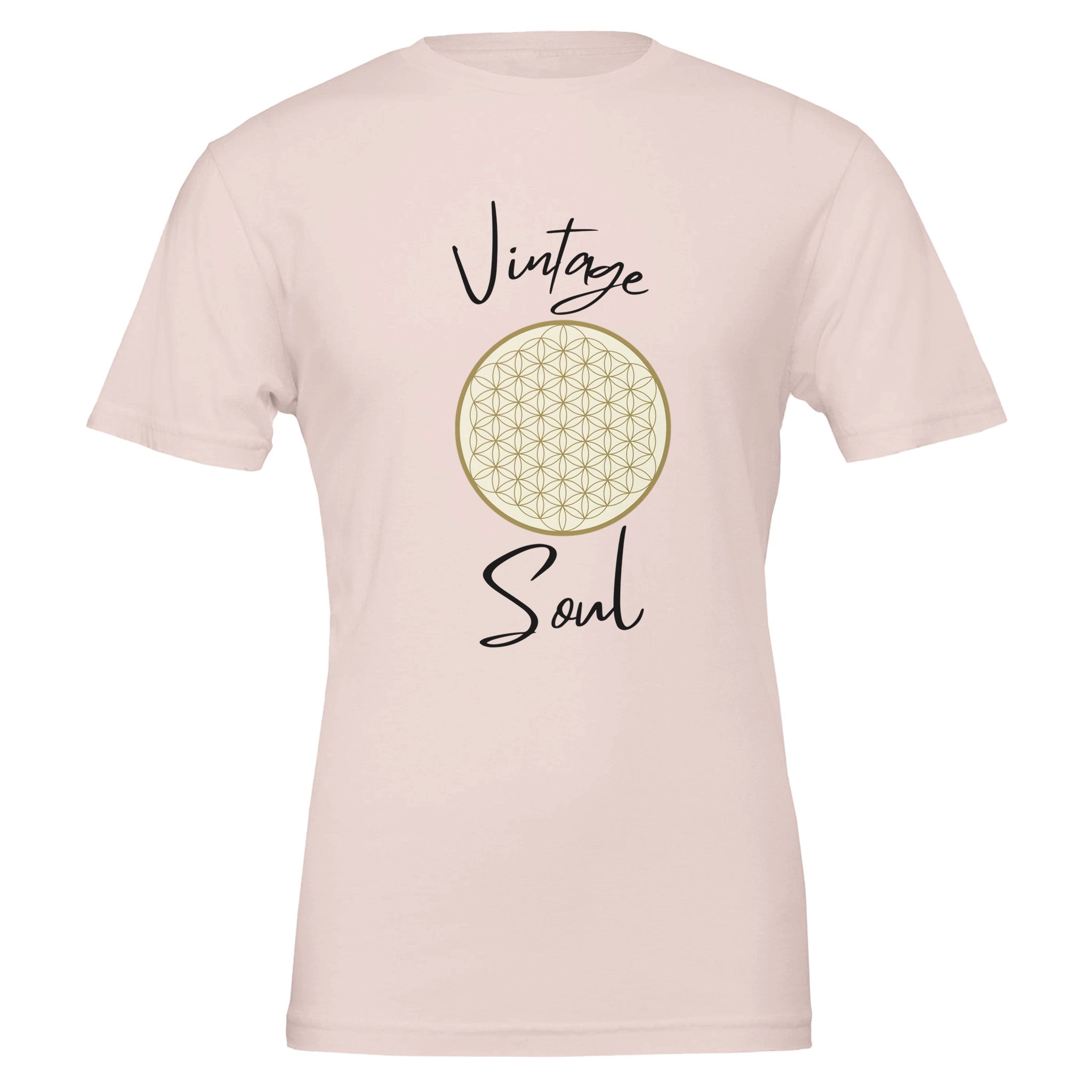Unisex T-Shirt in sanftem Rosa mit spirituellem Blume des Lebens Design, hochwertige nachhaltige Baumwolle,.