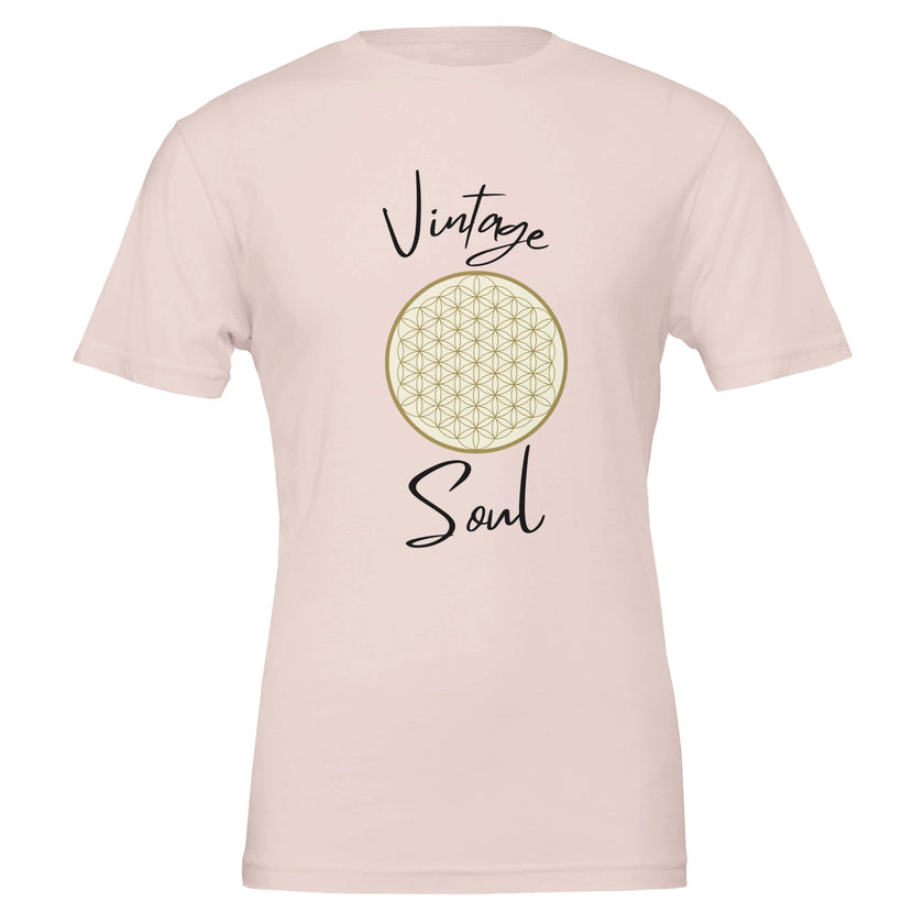 Unisex T-Shirt in sanftem Rosa mit spirituellem Blume des Lebens Design, hochwertige nachhaltige Baumwolle,.